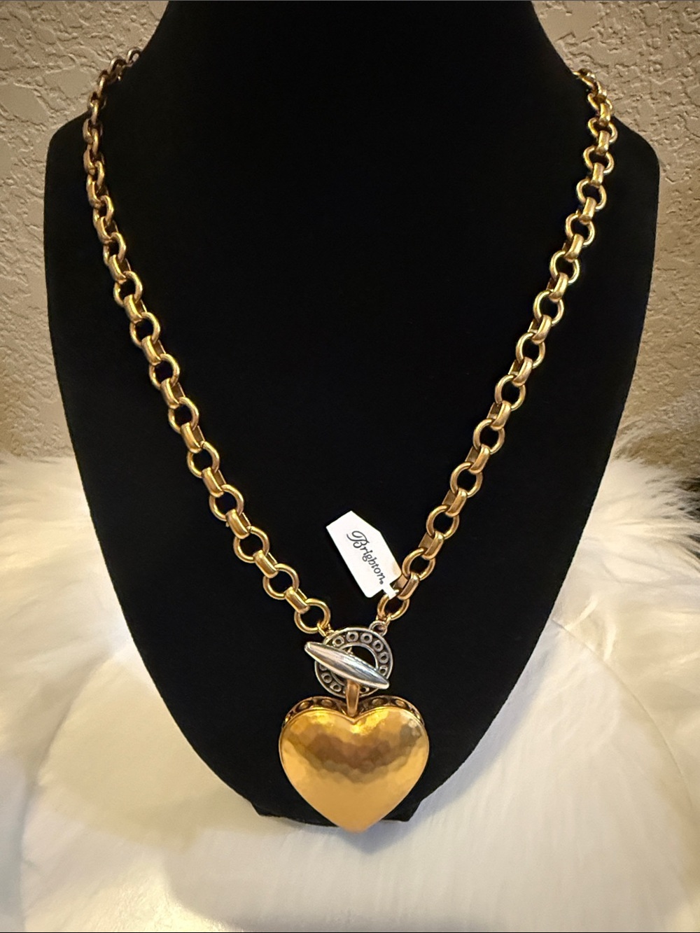💛🆕 Brighton INNER CIRCLE Two Tone Heart Pendant Toggle Necklace NWT